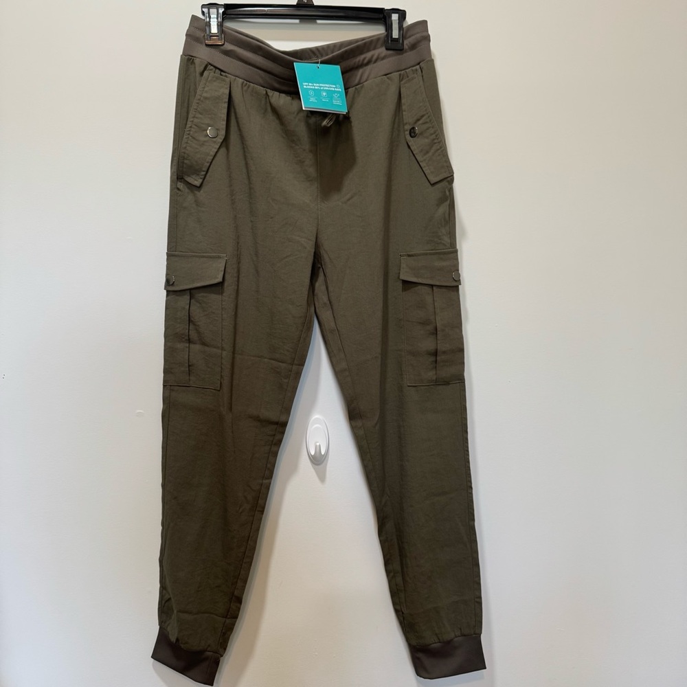 Men's Olive Cargo Jogger Pants with Drawstring Waist